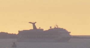 Carnival Glory approaches Boston. (c) Lisa Plotnick and NauticalNotebook.com